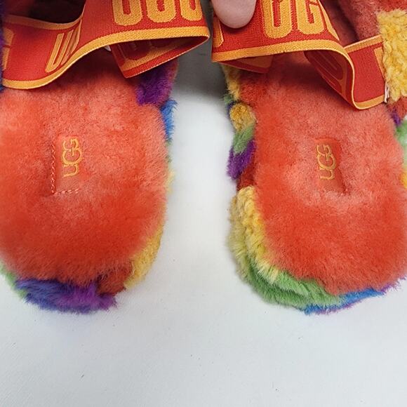 UGG Australia Fluff Yeah Slide Women 8 Pride Cali Collage Rainbow Sling 1120002 - Picture 9 of 13